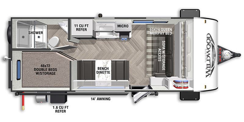 floorplan image of 2022 FOREST RIVER WILDWOOD PLATINUM FSX 179 DBKX